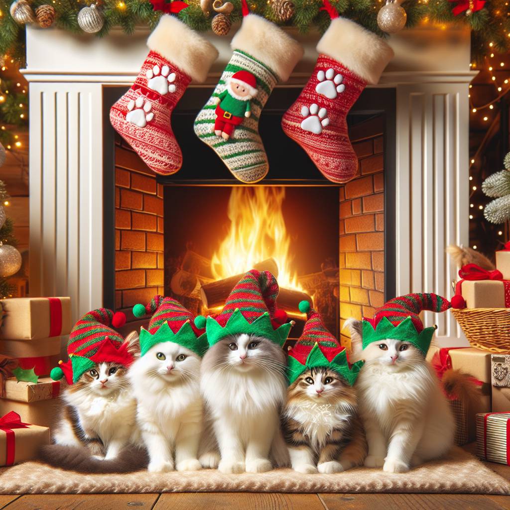 1) Christmas AI Generated Card - cats (550b6)