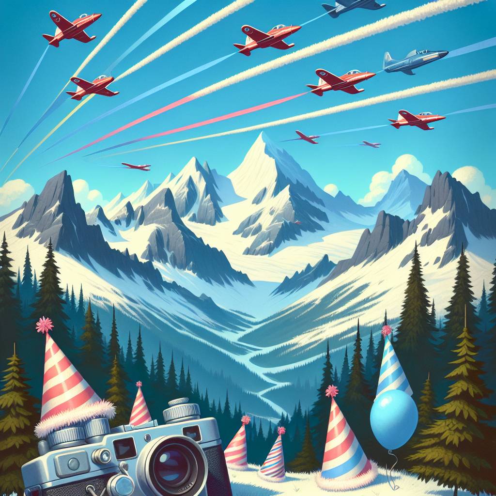 2) Birthday AI Generated Card - Jets , Cameras, and Mountains (28031)