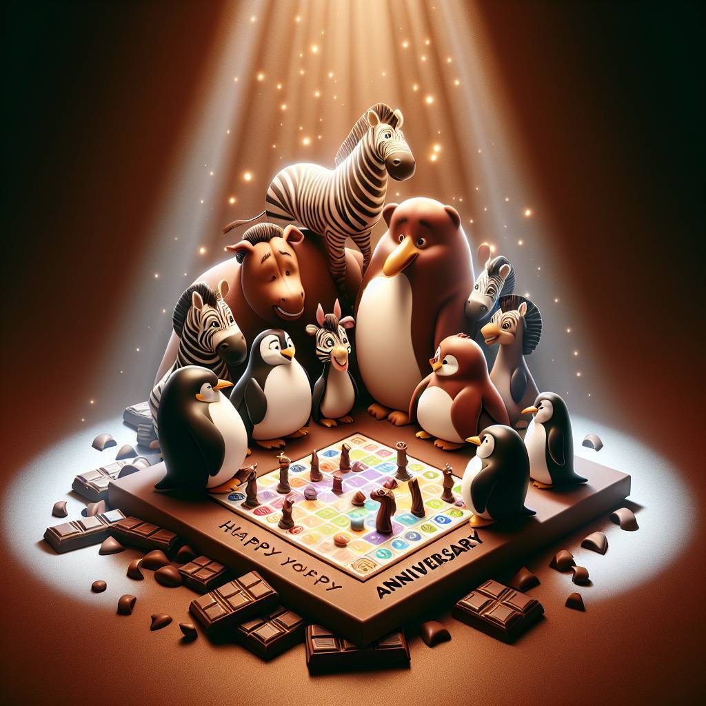 2) Anniversary AI Generated Card - Boardgames , Chocolate , Penguins , and Zebras  (f122d)