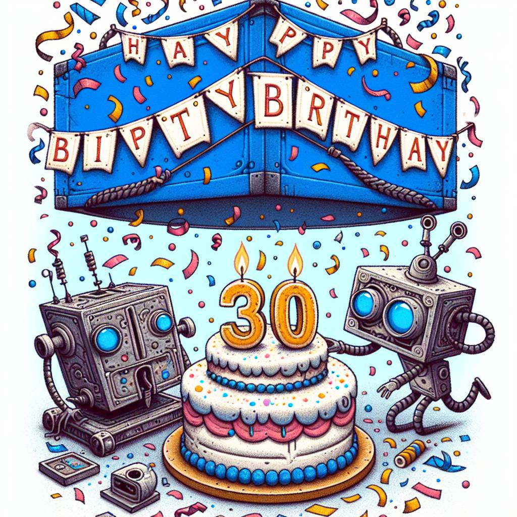 1) Birthday AI Generated Card - Dr Who, Cyberman, Dalek, Tardis, Birthday cake, and 30th birthday (72687)