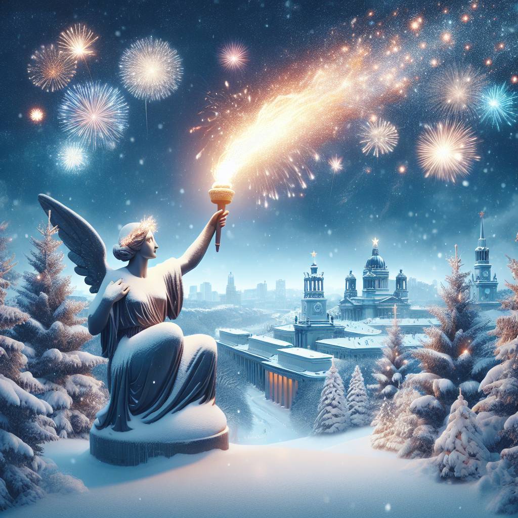 4) Christmas AI Generated Card - Snow, New York, and FireWorks (c296d)