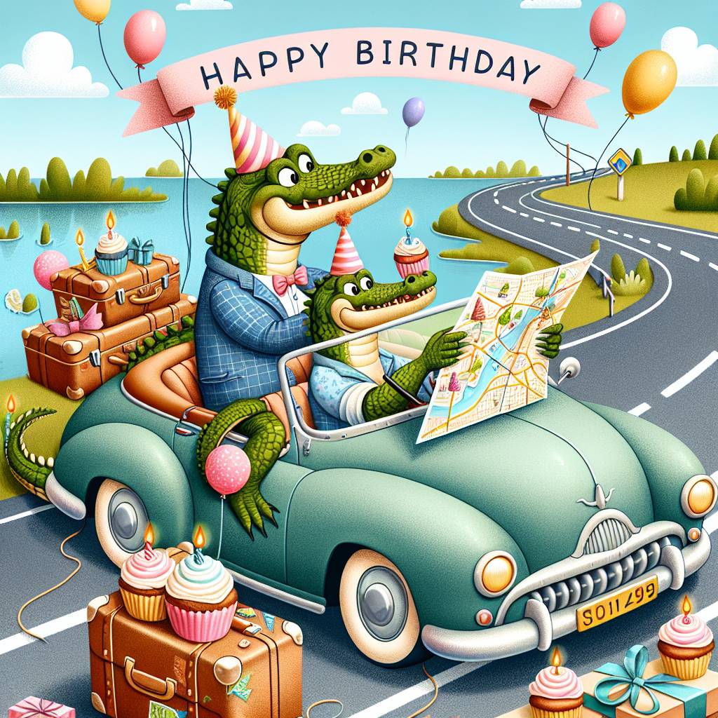 2) Birthday AI Generated Card - Crocs, Travelling, and Driving (414ba)