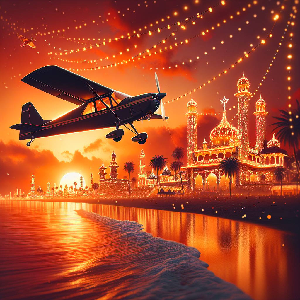 1) Christmas AI Generated Card - Kitfox Planes, Punjab, India, and Sandy Beaches and Sunsets (186bf)
