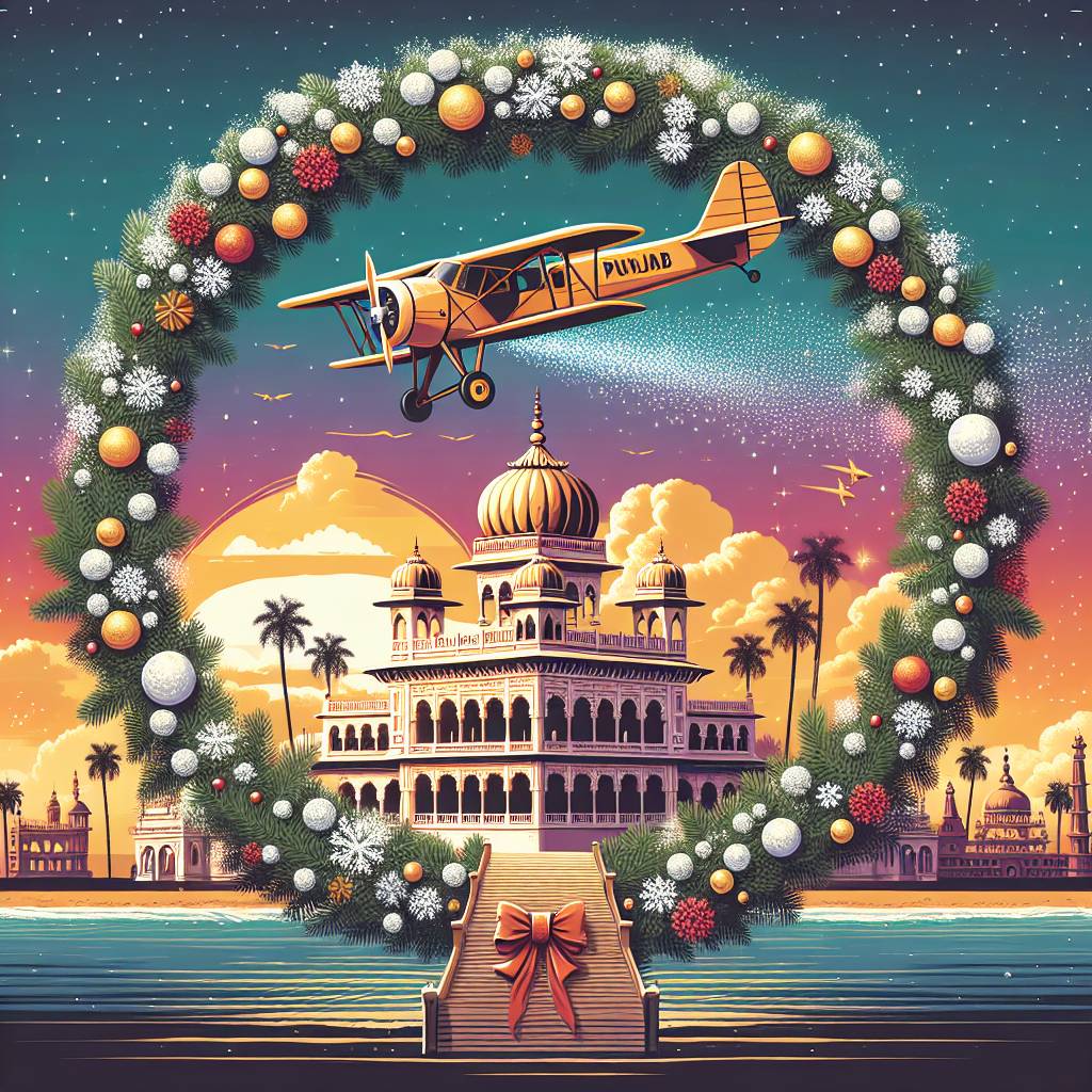 3) Christmas AI Generated Card - Kitfox Planes, Punjab, India, and Sandy Beaches and Sunsets (4e417)