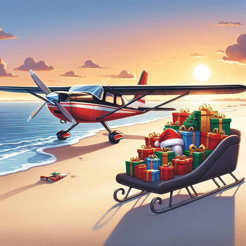 2) Christmas AI Generated Card - Kitfox Planes, Punjab, India, and Sandy Beaches and Sunsets (f970a)