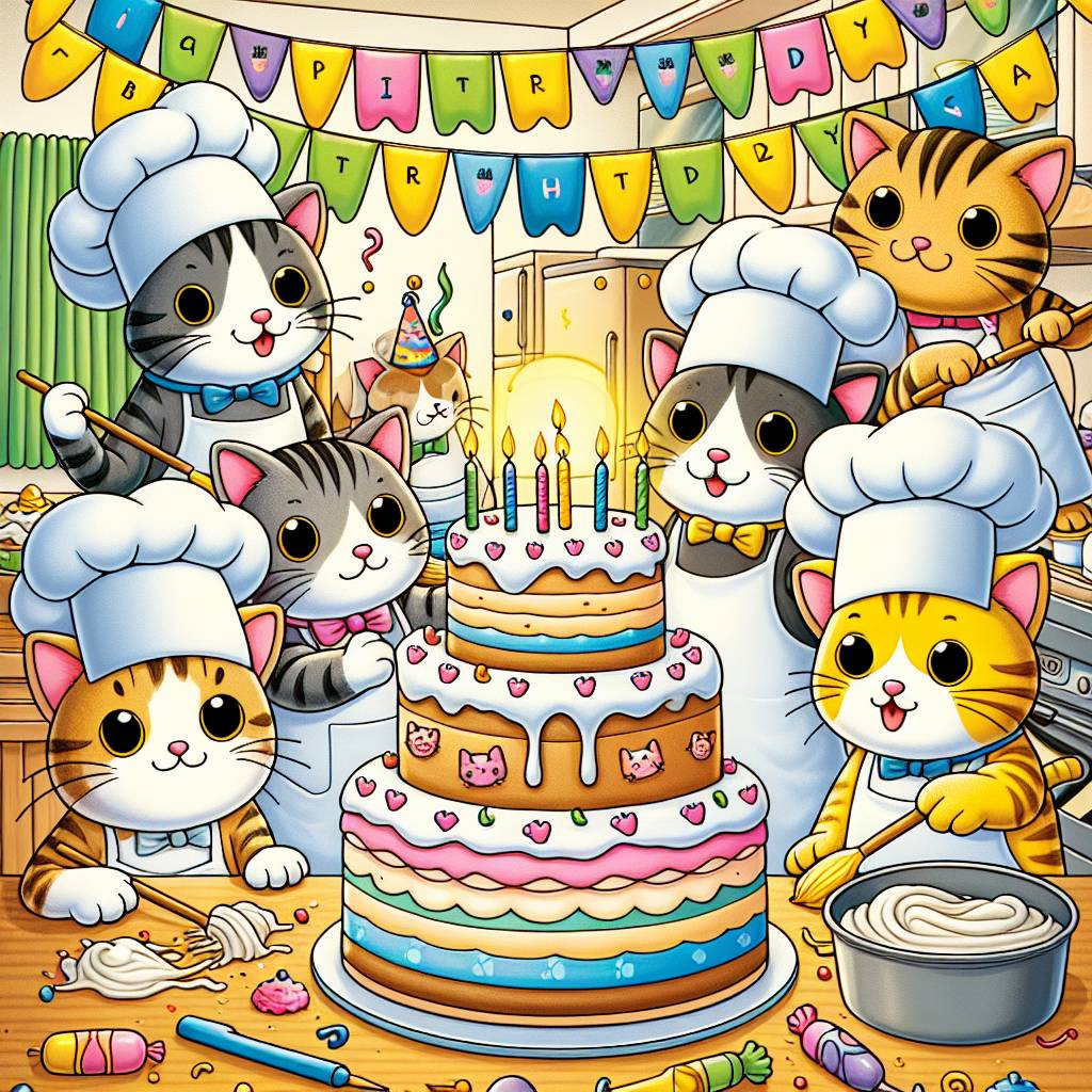 1) Birthday AI Generated Card - Cats, and Cooking (0b90f)
