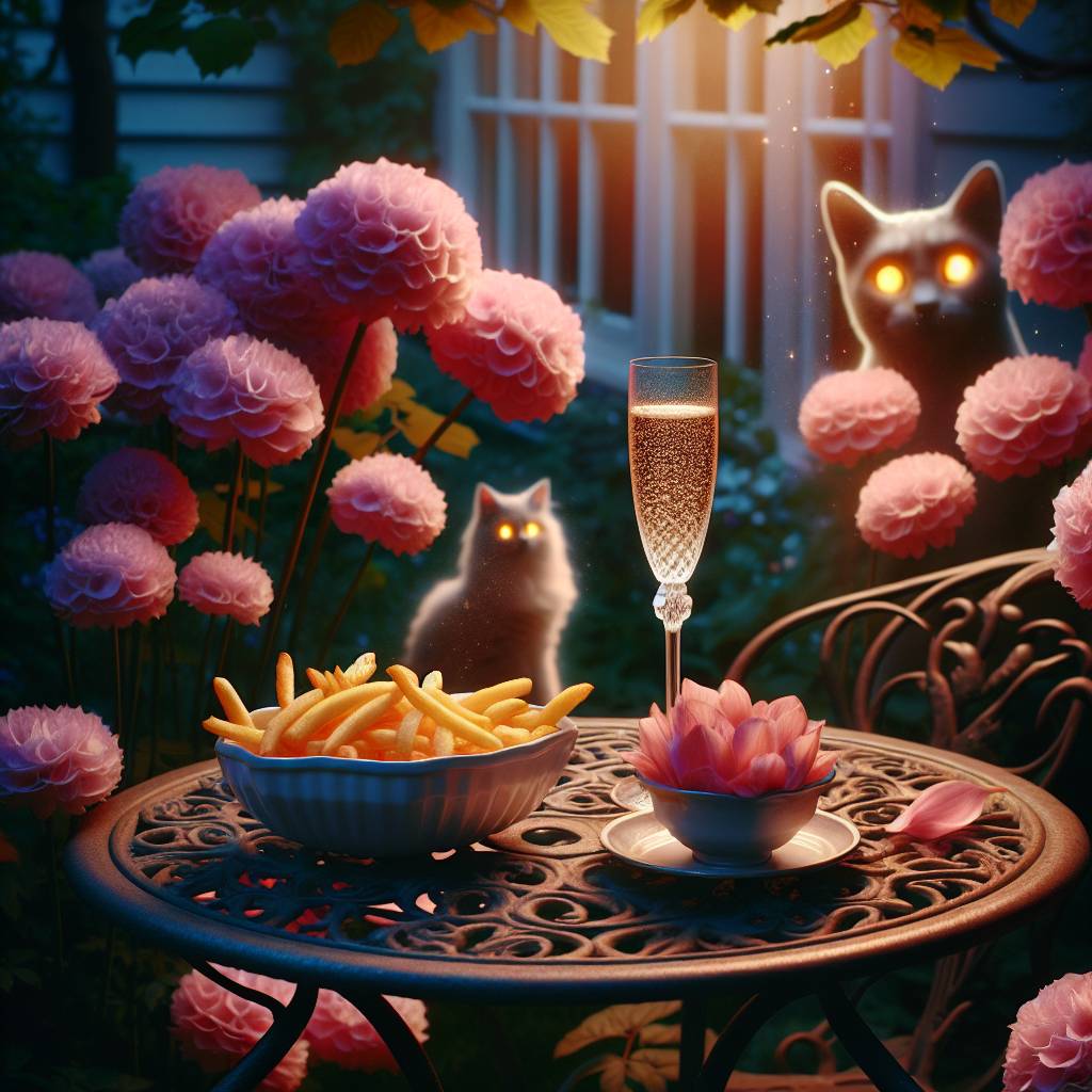 2) Mothers-day AI Generated Card - Champagne , Fries, Cats, and Pink (193ab)