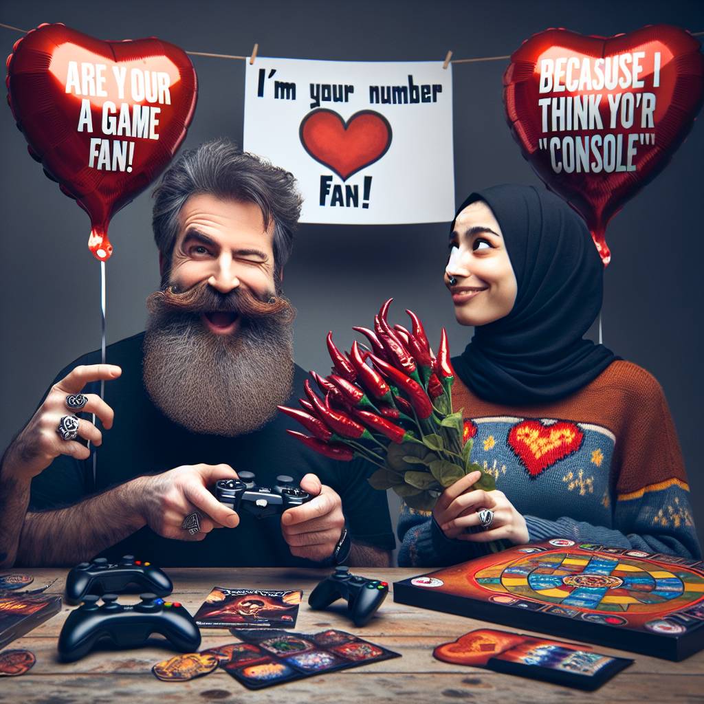 2) Valentines-day AI Generated Card - Beards, chilli, heavy metal, dad jokes, games (3577c)