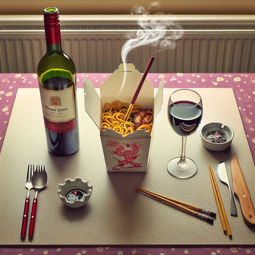 1) Mothers-day AI Generated Card - Wine, Cigarettes , and Chinese Takeaway (b8d1c)