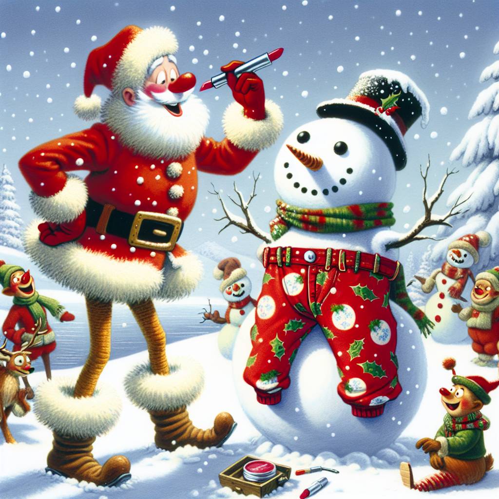 4) Christmas AI Generated Card - Santa, Snow, Lipstick, and Underwear (4e237)