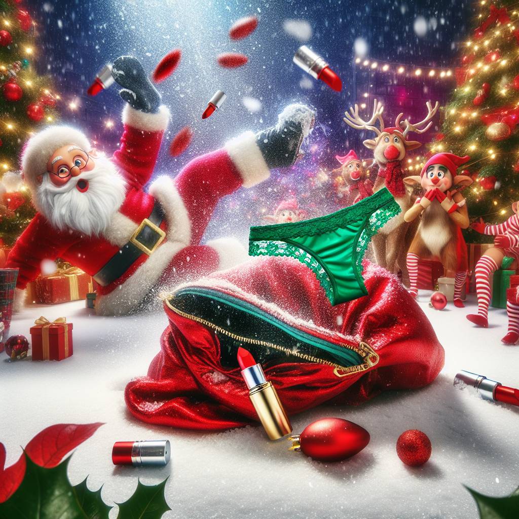 3) Christmas AI Generated Card - Santa, Snow, Lipstick, and Underwear (2fb45)