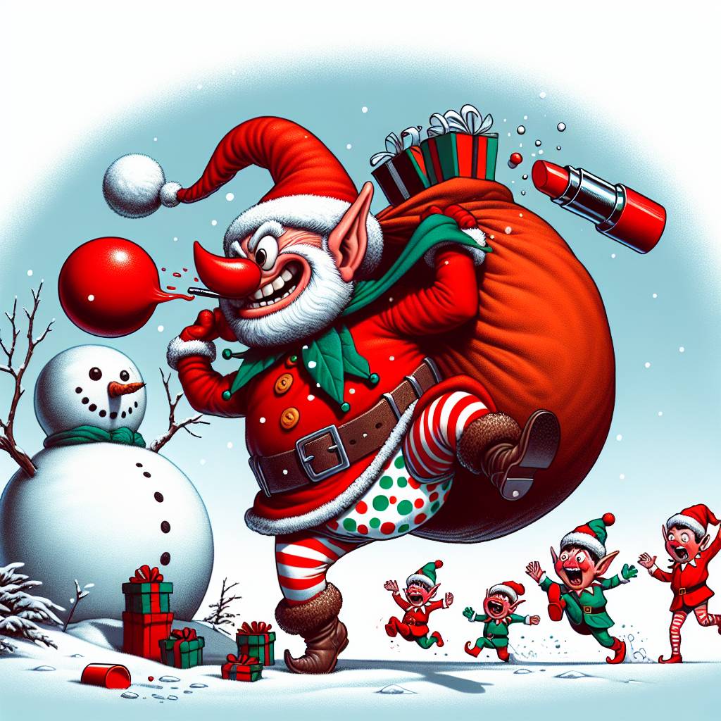 1) Christmas AI Generated Card - Santa, Snow, Lipstick, and Underwear (542d4)