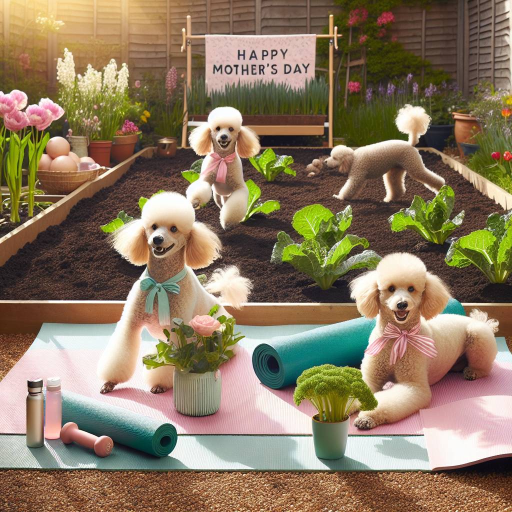 2) Mothers-day AI Generated Card - Poodles, gardening, pilates (c897e)