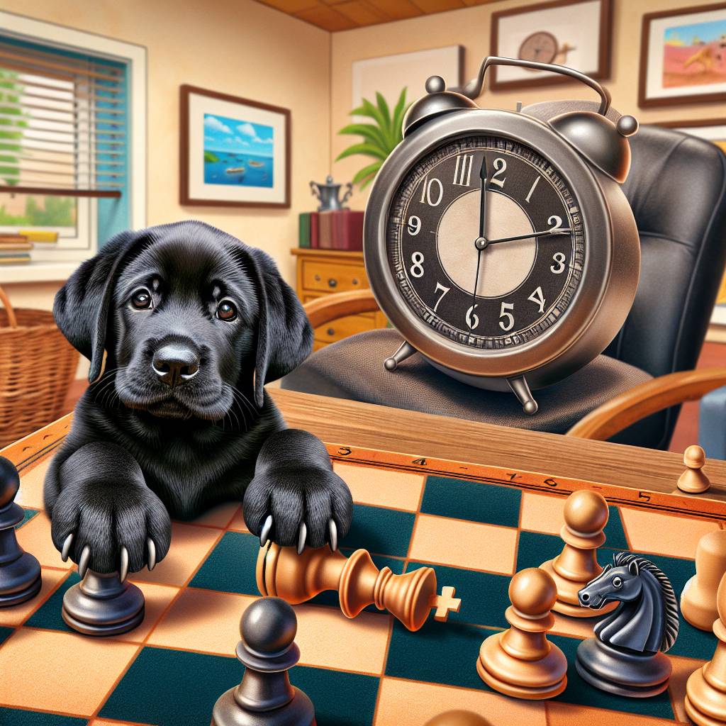 1) Thank-you AI Generated Card - Chess, Black labrador puppy, Watch, and Office (ce46c)