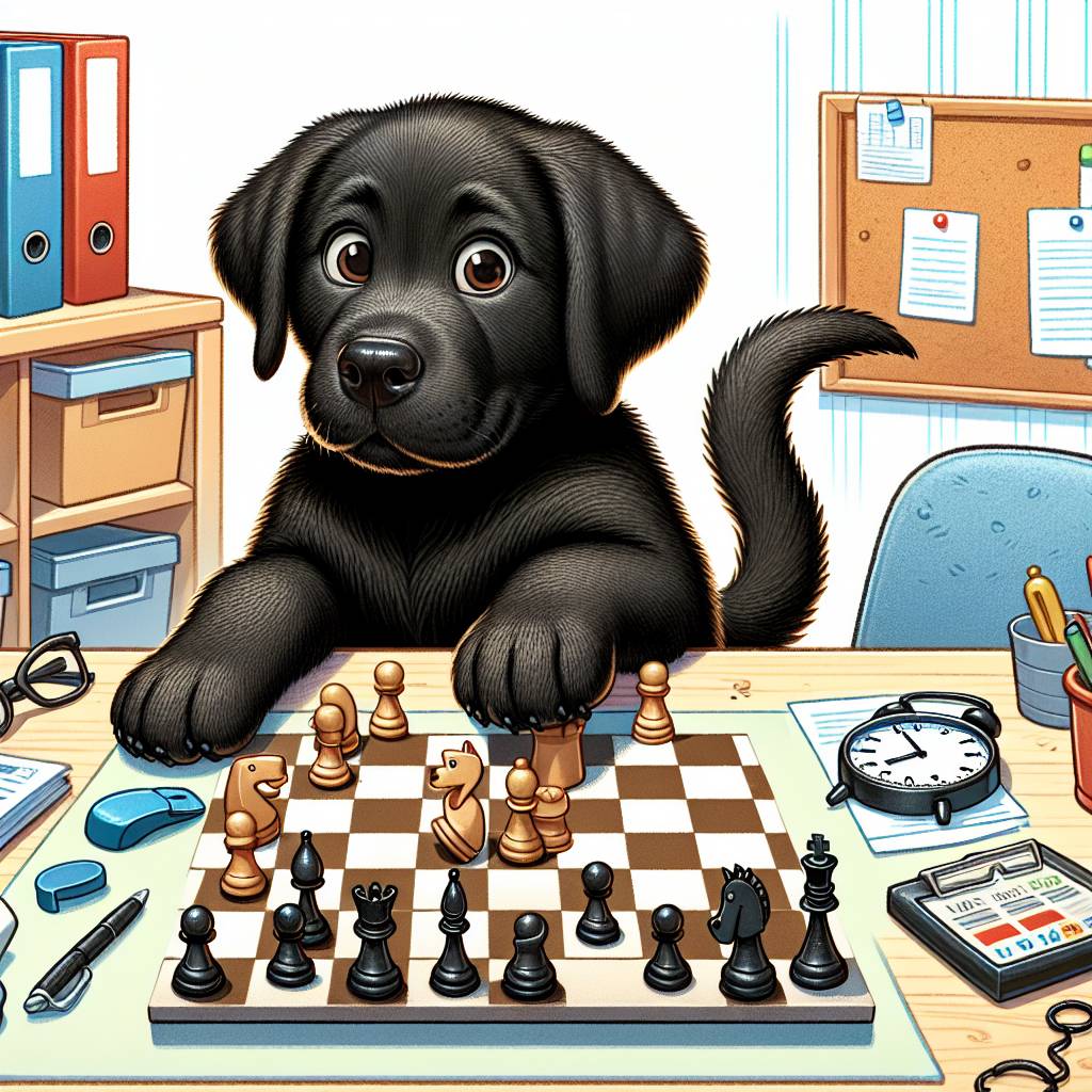 2) Thank-you AI Generated Card - Chess, Black labrador puppy, Watch, and Office (aab5b)