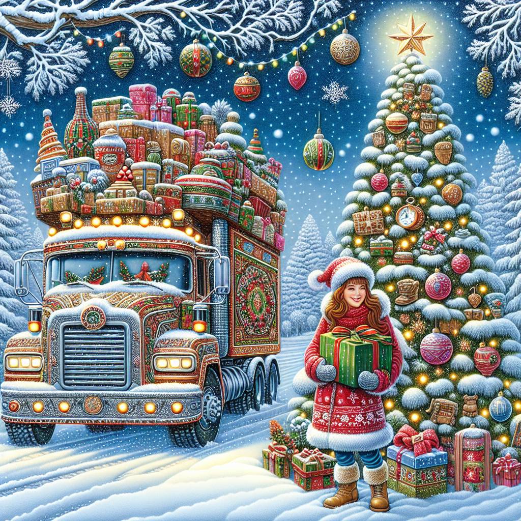 4) Christmas AI Generated Card - Transport, Trucks, and Happy customer