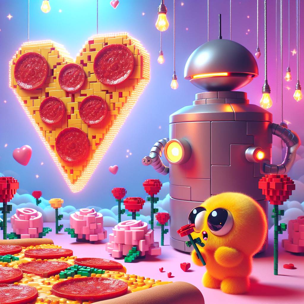 1) Valentines-day AI Generated Card - Pizza, Lego, R2d2, and Pokemon (e3e4e)