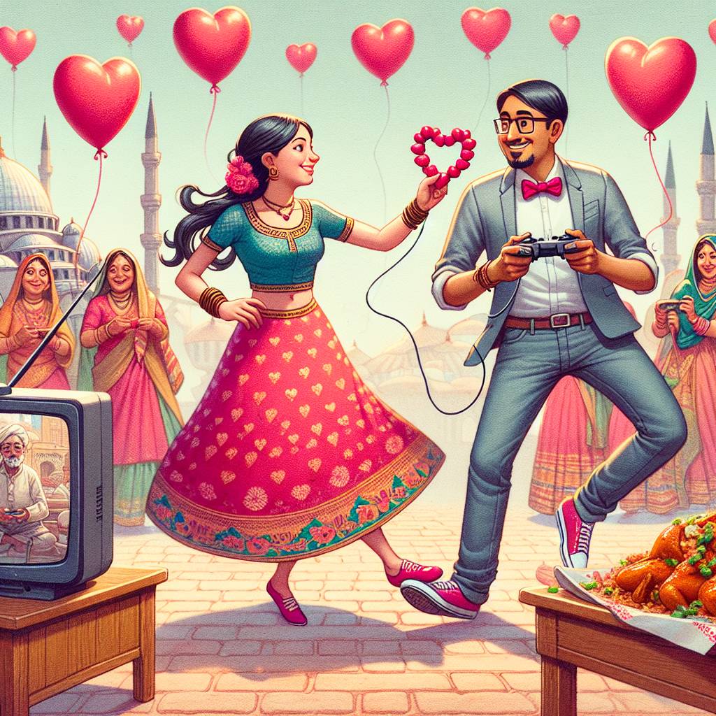 1) Valentines-day AI Generated Card - Doing mave, Playing xbox, Holiday In turkey, and Eating Indian food (84347)