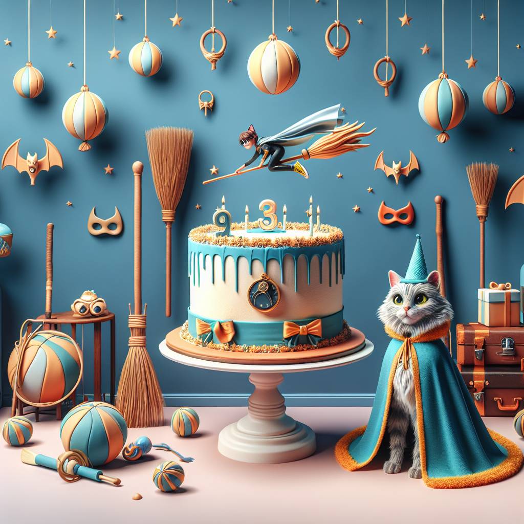 2) Birthday AI Generated Card - Quidditch, Cats, and Capes