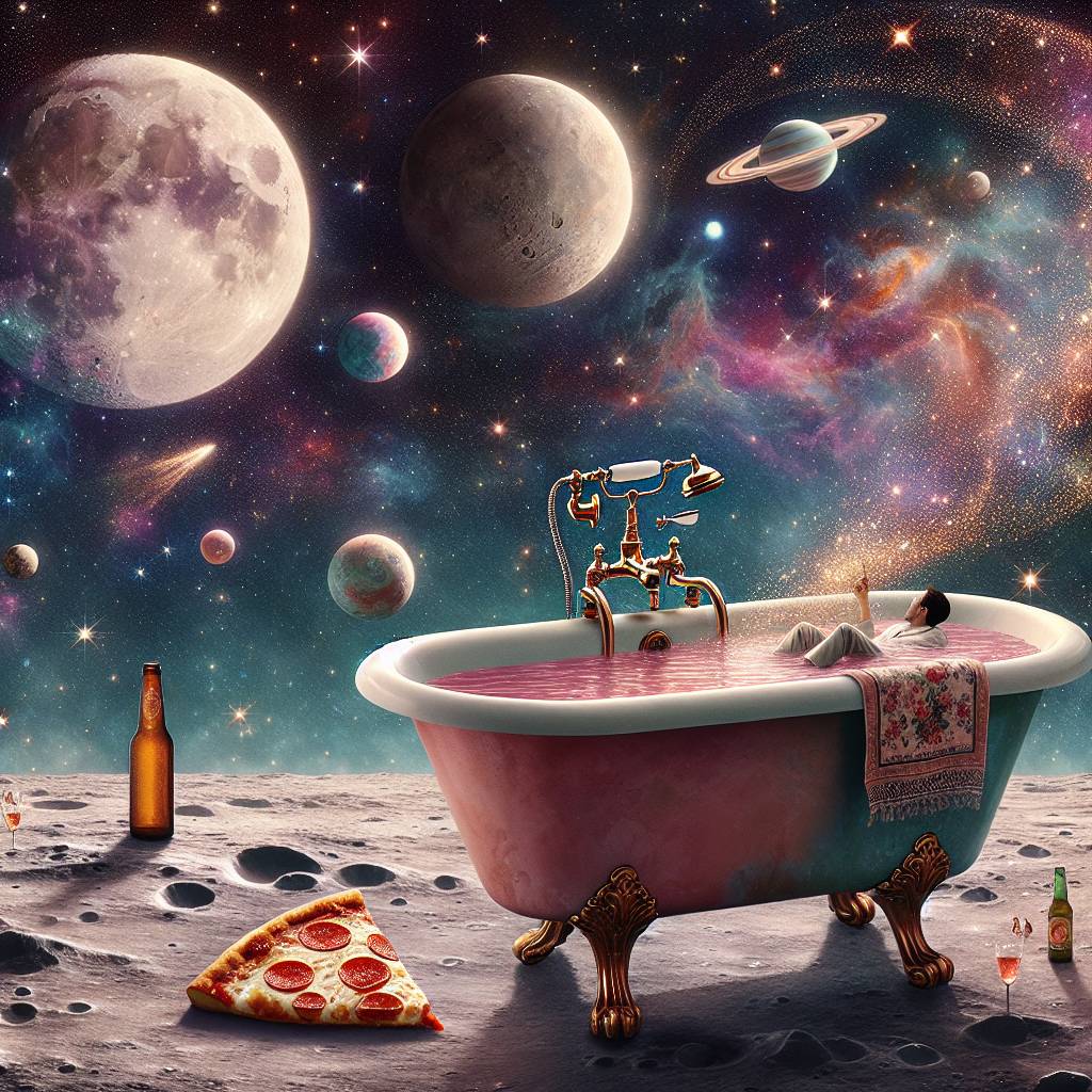 2) Valentines-day AI Generated Card - Bath, Beer, Planets, and Pizza (9e7b5)