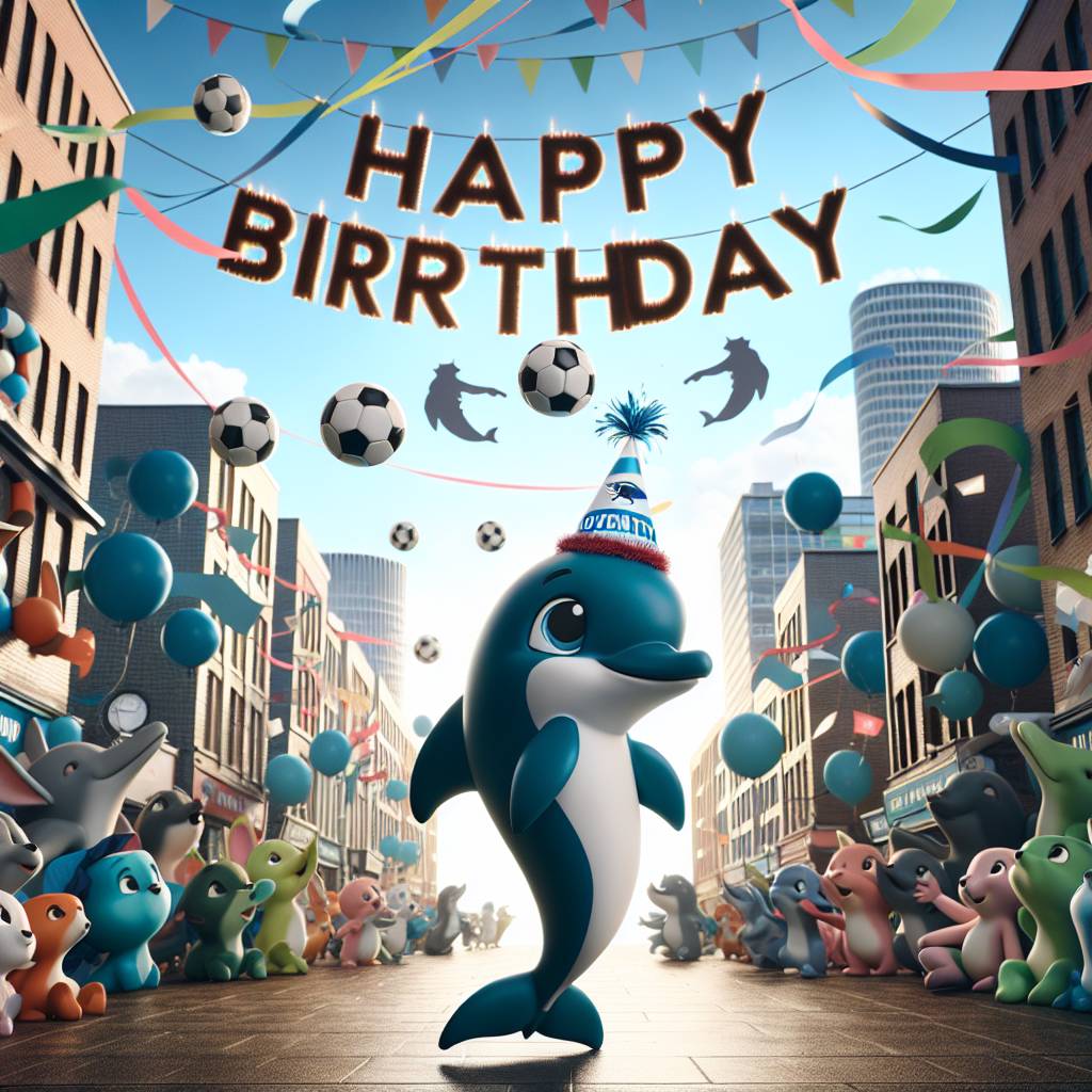 2) Birthday AI Generated Card - Coventry city, Football, and Dolphins (30806)