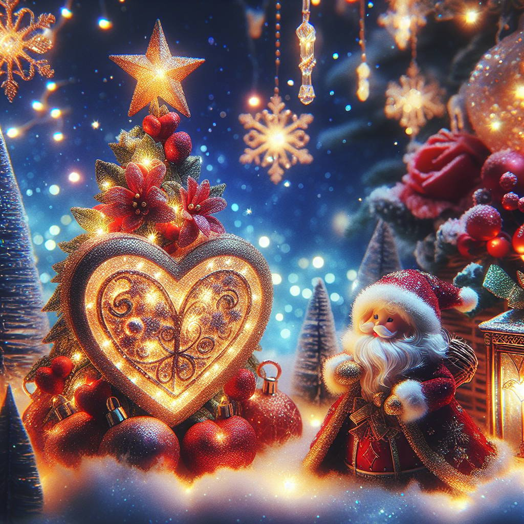 2) Christmas AI Generated Card - CUORE , ALBERO DI NATALE , BABBO NATALE, STELLE D'ORATE, NEVE, and LUCI NATALIZIE (ce057)