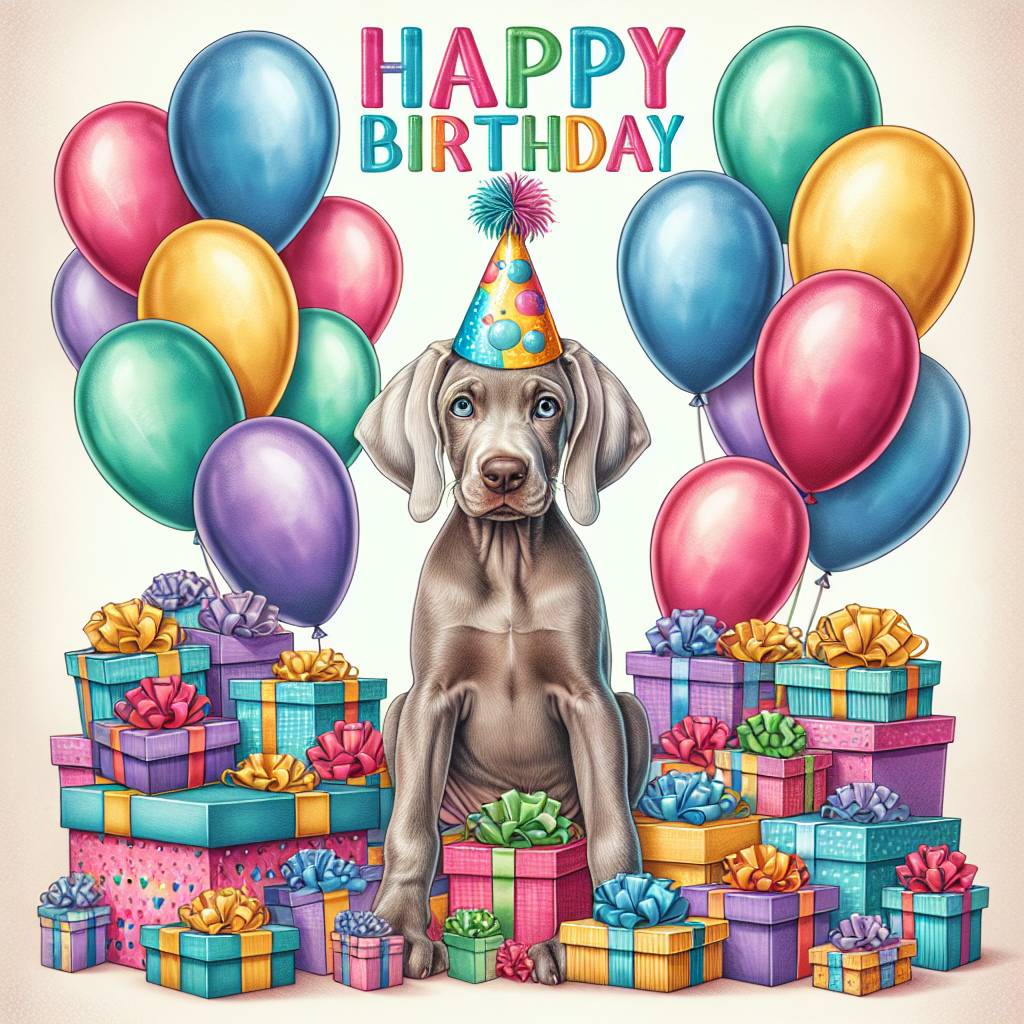 1) Birthday AI Generated Card - Weimaraner   (fbc1f)