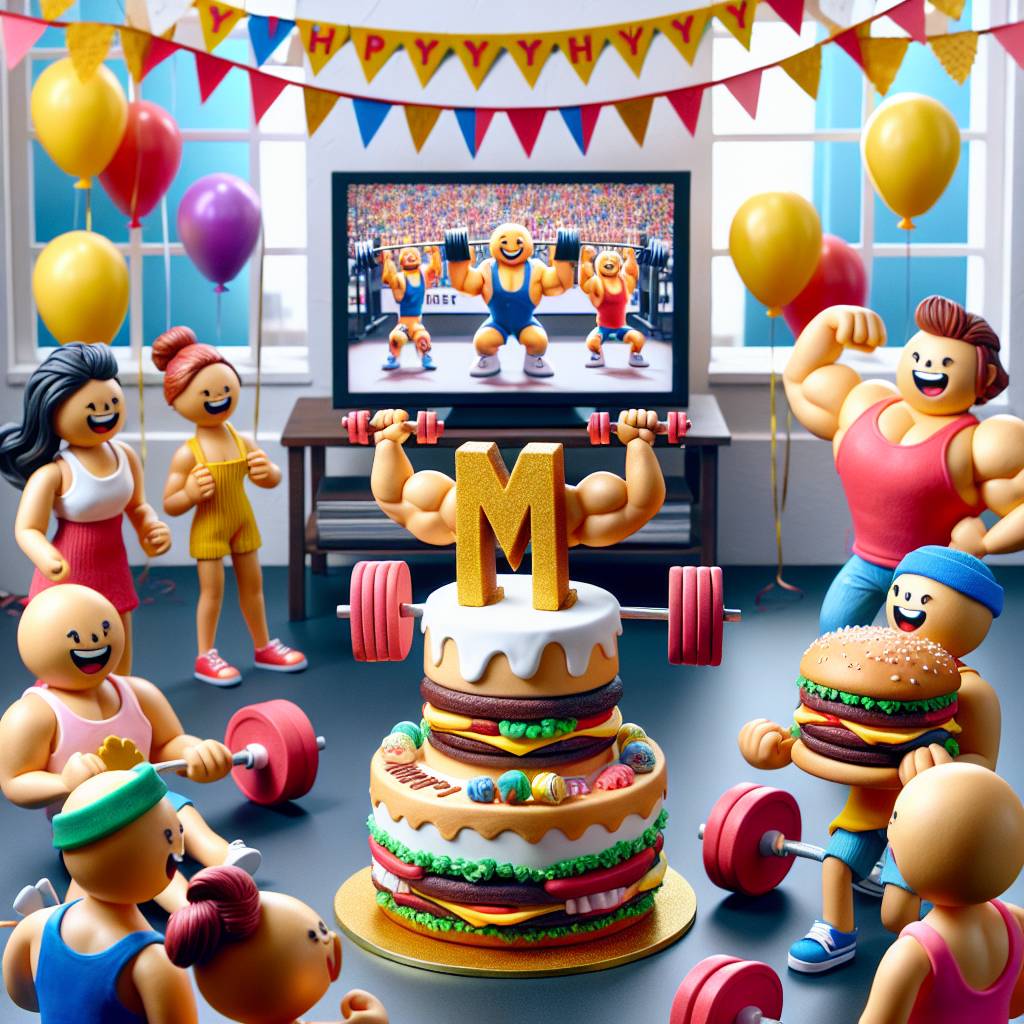 1) Birthday AI Generated Card - Weightlifting, McDonalds, and TV (46d59)