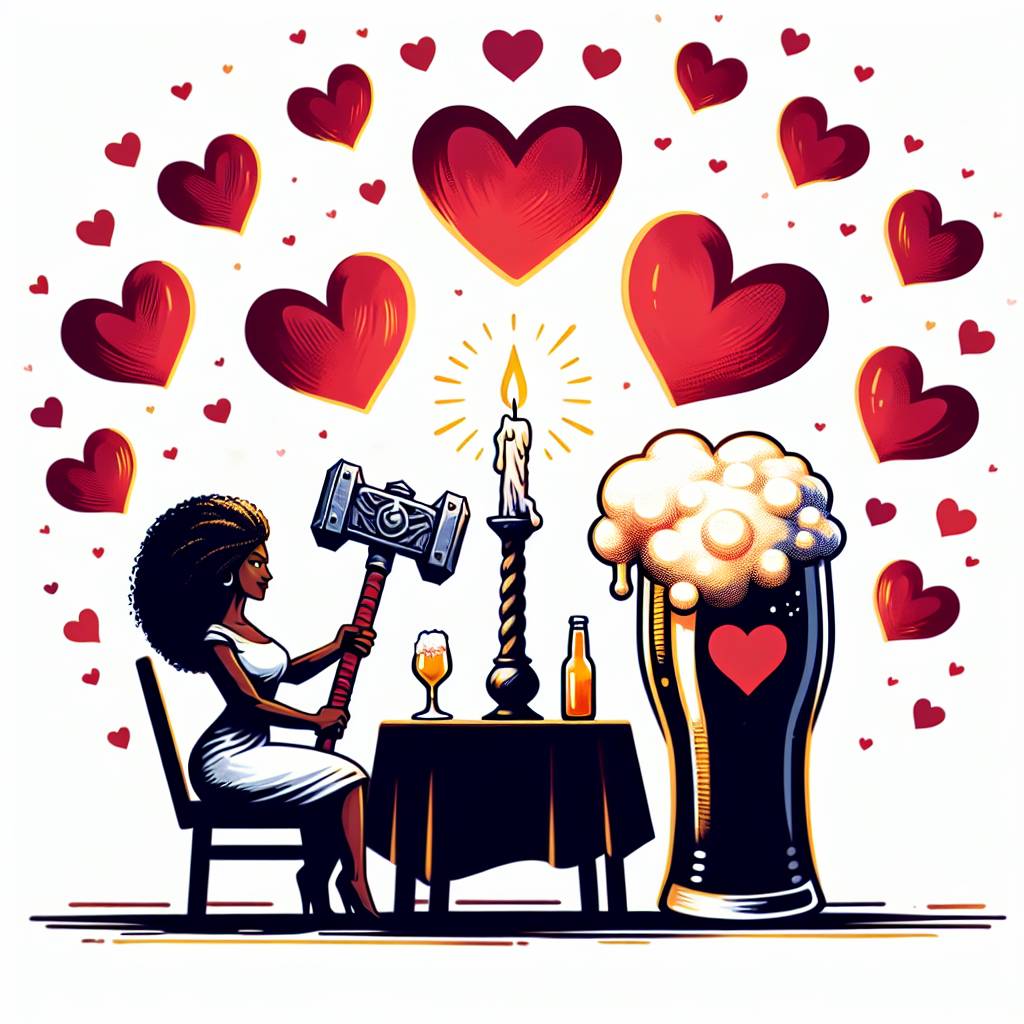 1) Valentines-day AI Generated Card - Warhammer, Black women , and Beer (3e393)