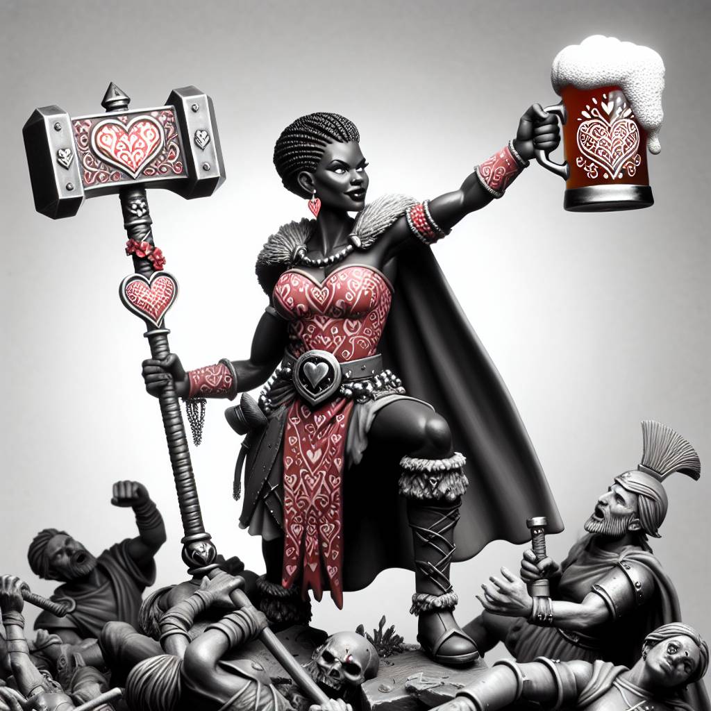 2) Valentines-day AI Generated Card - Warhammer, Black women , and Beer (7d714)