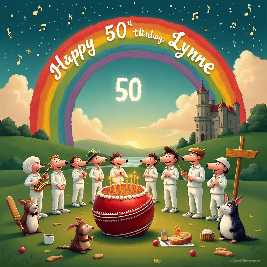 1) Birthday AI Generated Card - 50th birthday, Choir singing, Cricket, Rainbow, Saxophone, and Ireland (6788a)