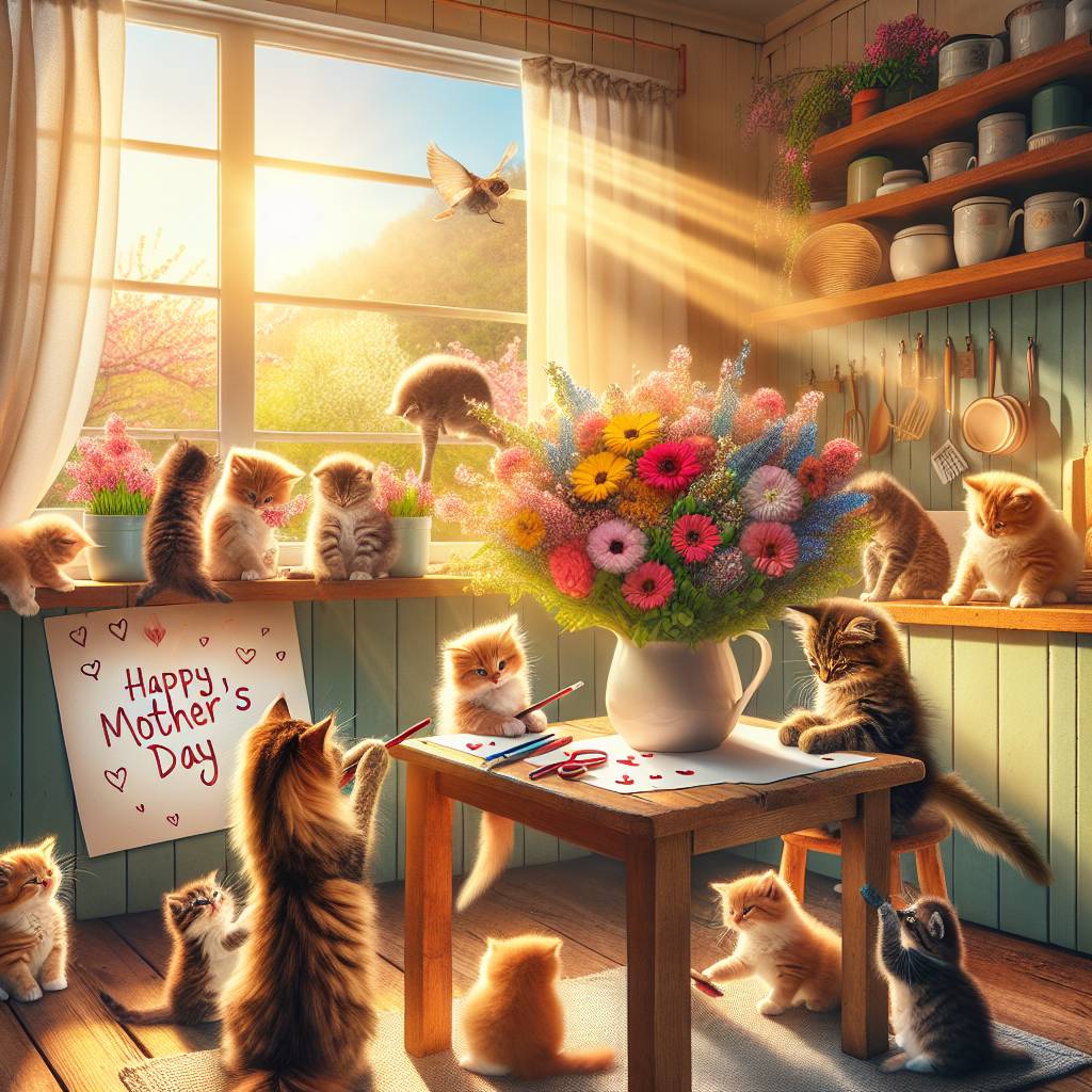 1) Mothers-day AI Generated Card - cats (18dbc)