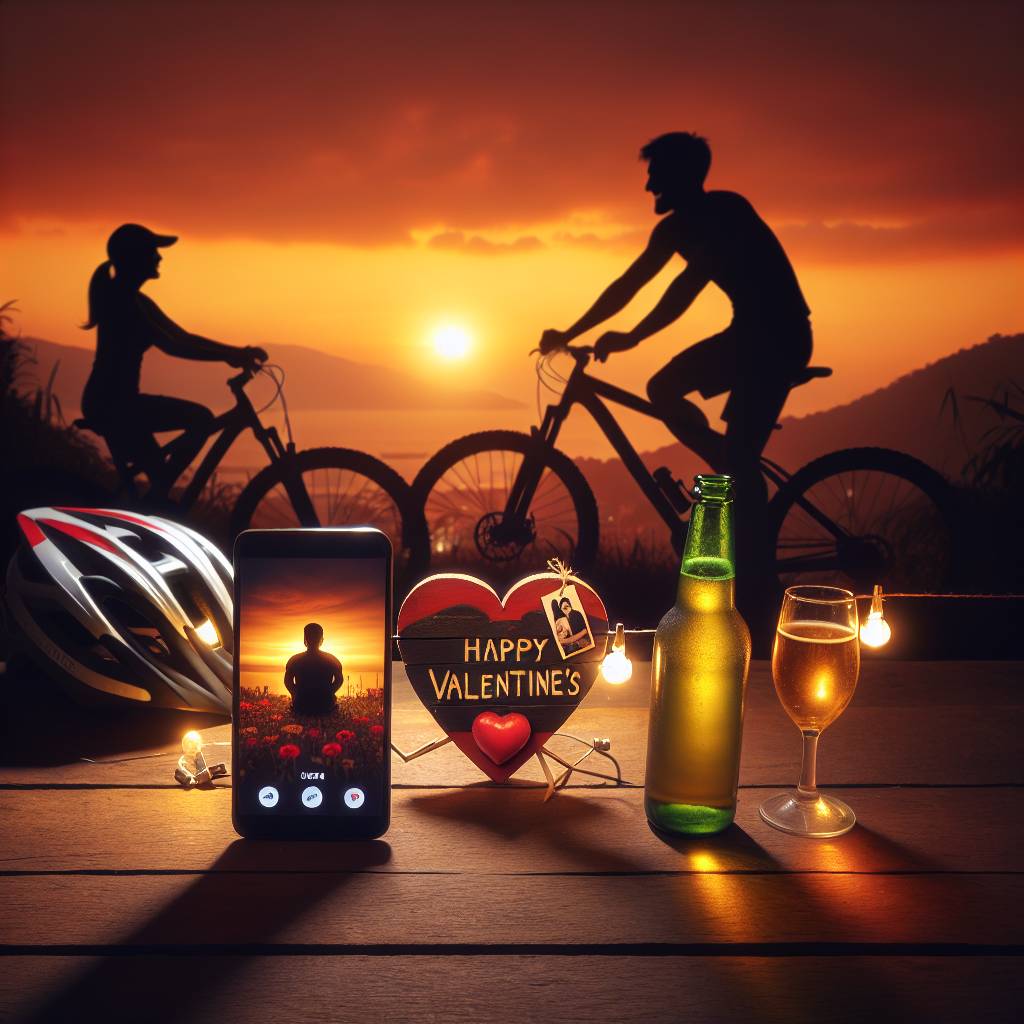 2) Valentines-day AI Generated Card - Mountain bike, Fitness, Beer, Phone, and Decorating (9e1d2)