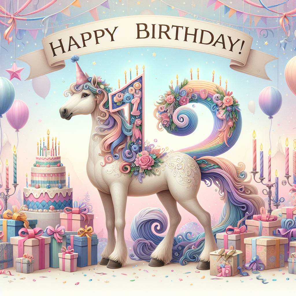 2) Birthday AI Generated Card - Horse, and 13 (987f9)