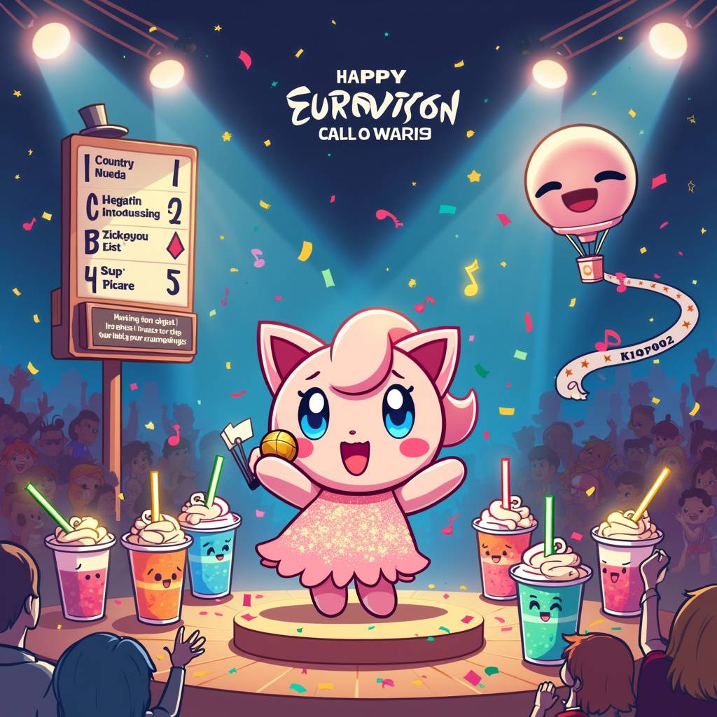 1) Birthday AI Generated Card - Eurovision, Bubble tea, Jigglypuff, and Lip balm (6207c)