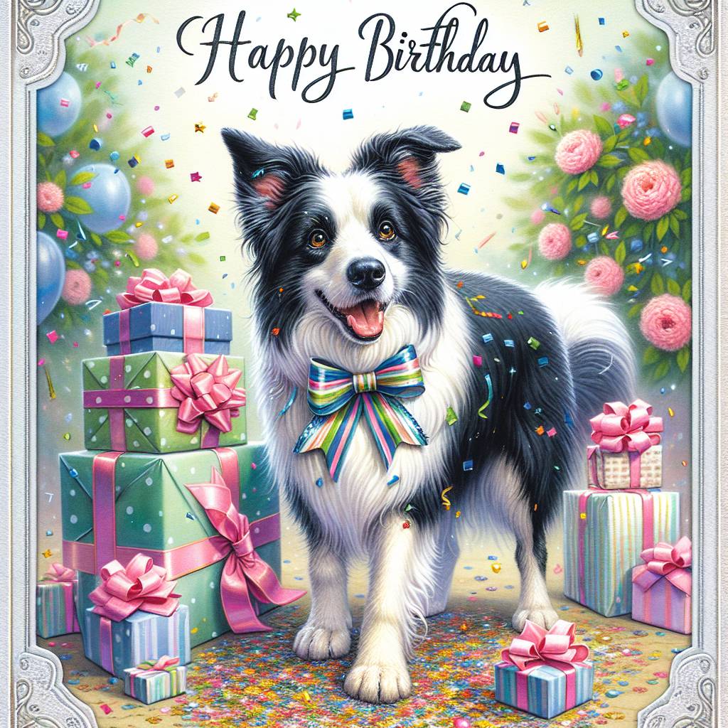 2) Birthday AI Generated Card - Border Collie   (37537)