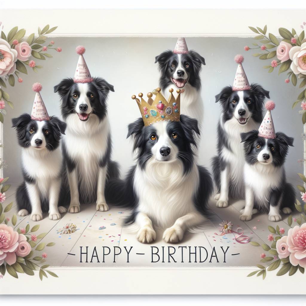 3) Birthday AI Generated Card - Border Collie   (923aa)