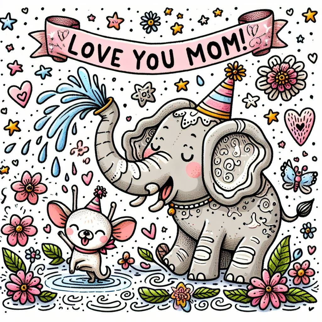 2) Mothers-day AI Generated Card - Chihuahua , and Elephant  (76de9)