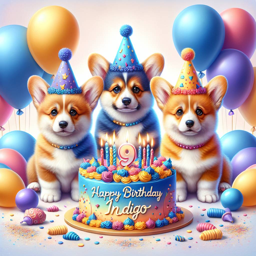 1) Birthday AI Generated Card - Corgi puppies (32f73)