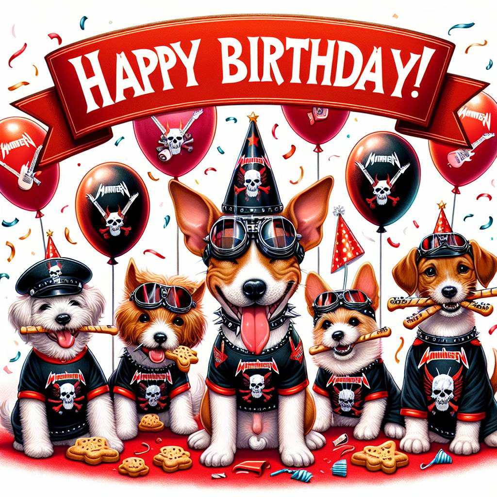1) Birthday AI Generated Card - Heavy metal, Dogs, Liverpool FC, and Chocolate biscuits (bc1b1)