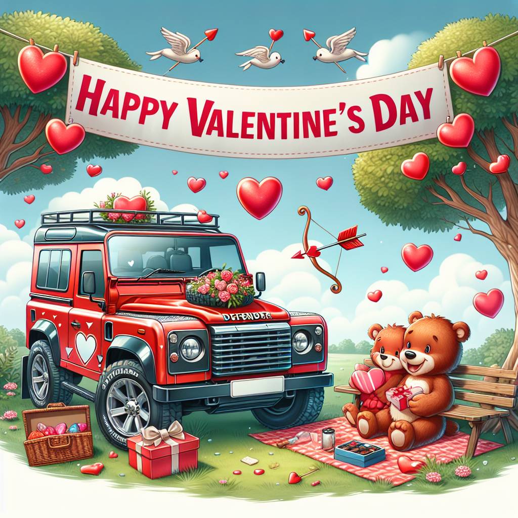 1) Valentines-day AI Generated Card - Landrover defender  (cf354)