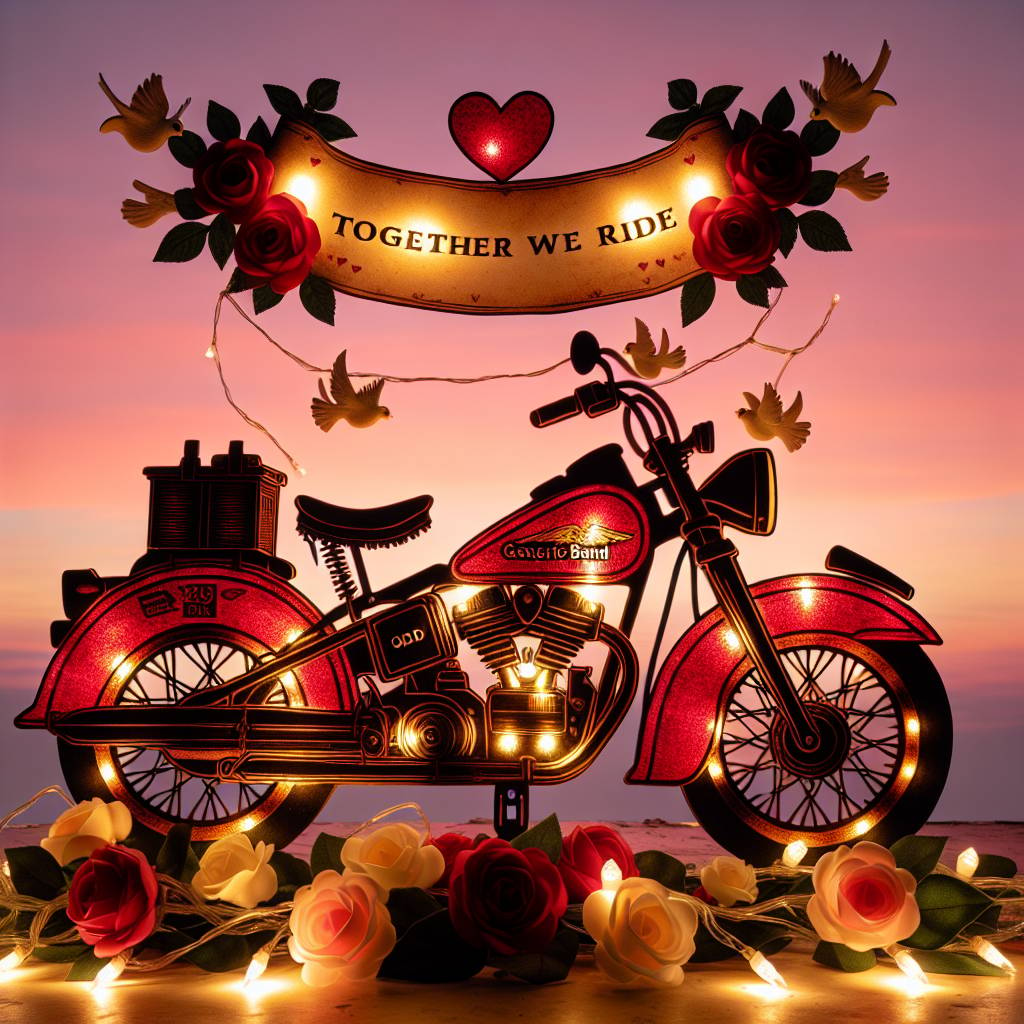 2) Valentines-day AI Generated Card - Red Harley Davidson motorbike, and Registration V2 ODD (dbadc)