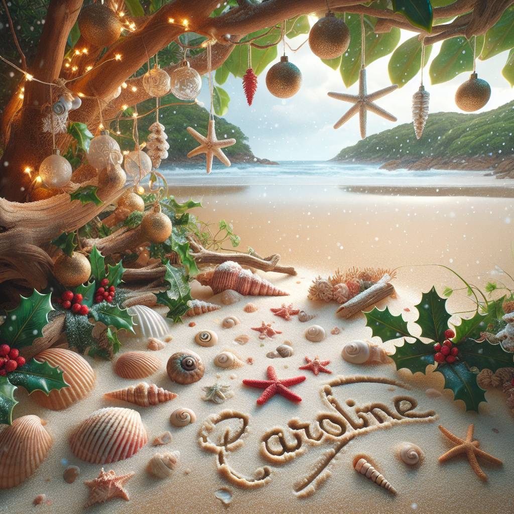 2) Christmas AI Generated Card - Nature, and Beach (954d4)