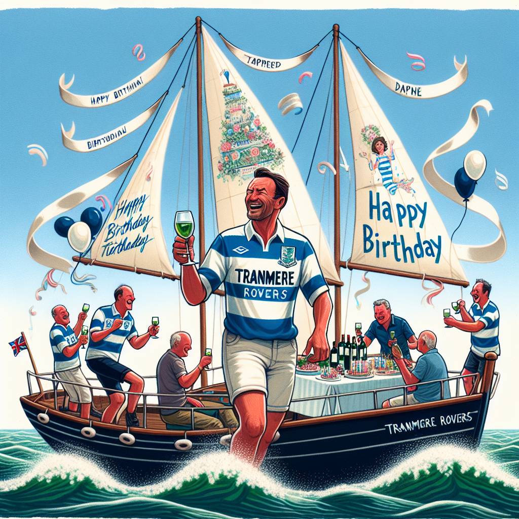 2) Birthday AI Generated Card - Wine, Sailing, Tranmere rovers, and Jeff (a4084)