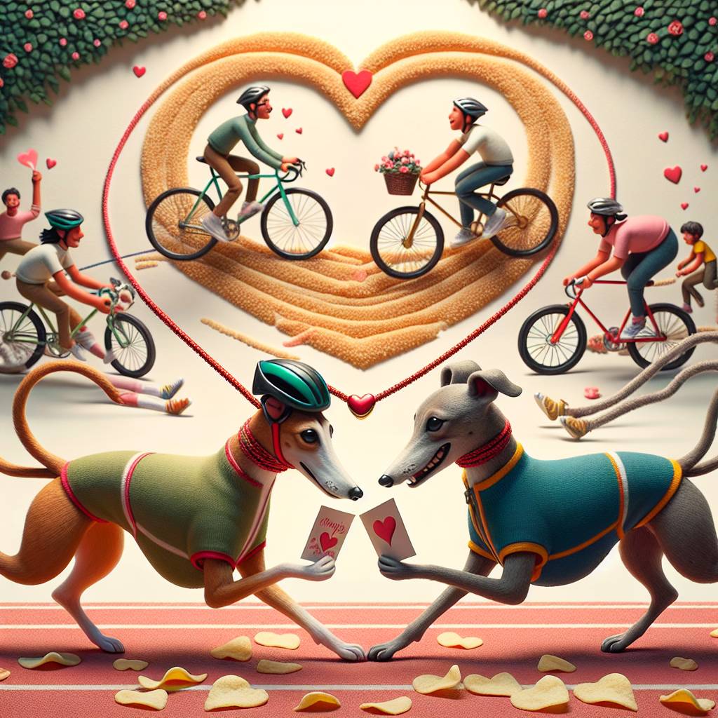 2) Valentines-day AI Generated Card - Whippets, Nfl, Cycling, Running, and Crisps (61c36)