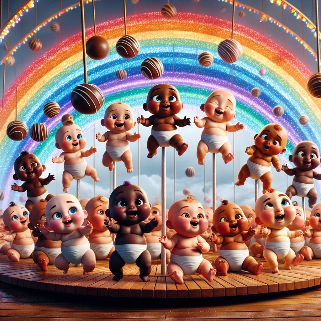 2) New-baby AI Generated Card - Chocolate, Babies, and Rainbows (ff020)