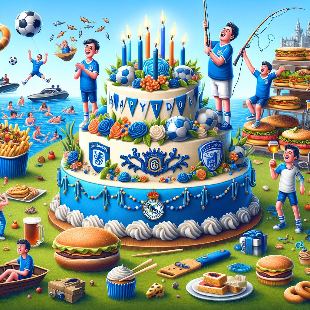 1) Birthday AI Generated Card - Football, Fishing, Food, and Chelsea (e79c5)