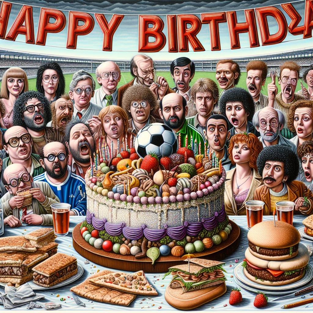 1) Birthday AI Generated Card - Friends, Big Bang Theory, Soccer, and Food (1187d)