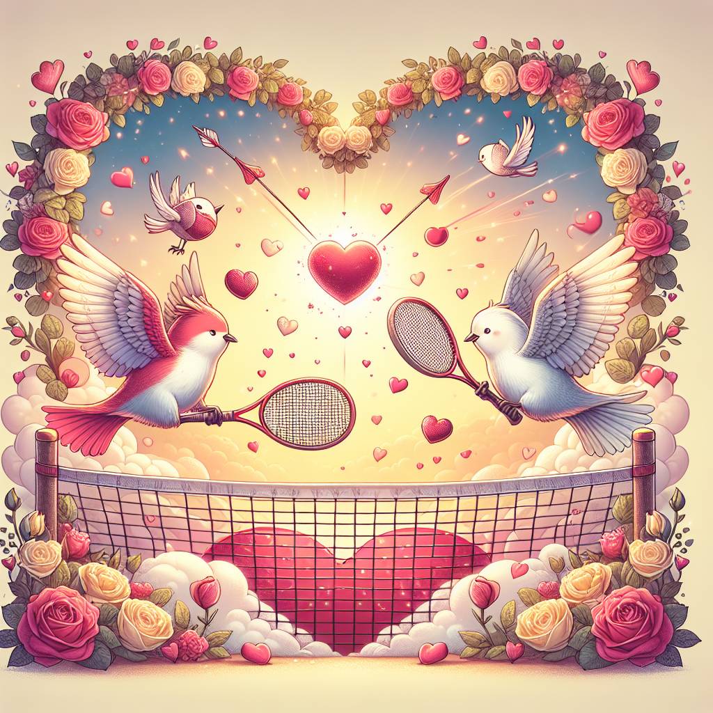 1) Valentines-day AI Generated Card - Tennis birds  (0bb0a)