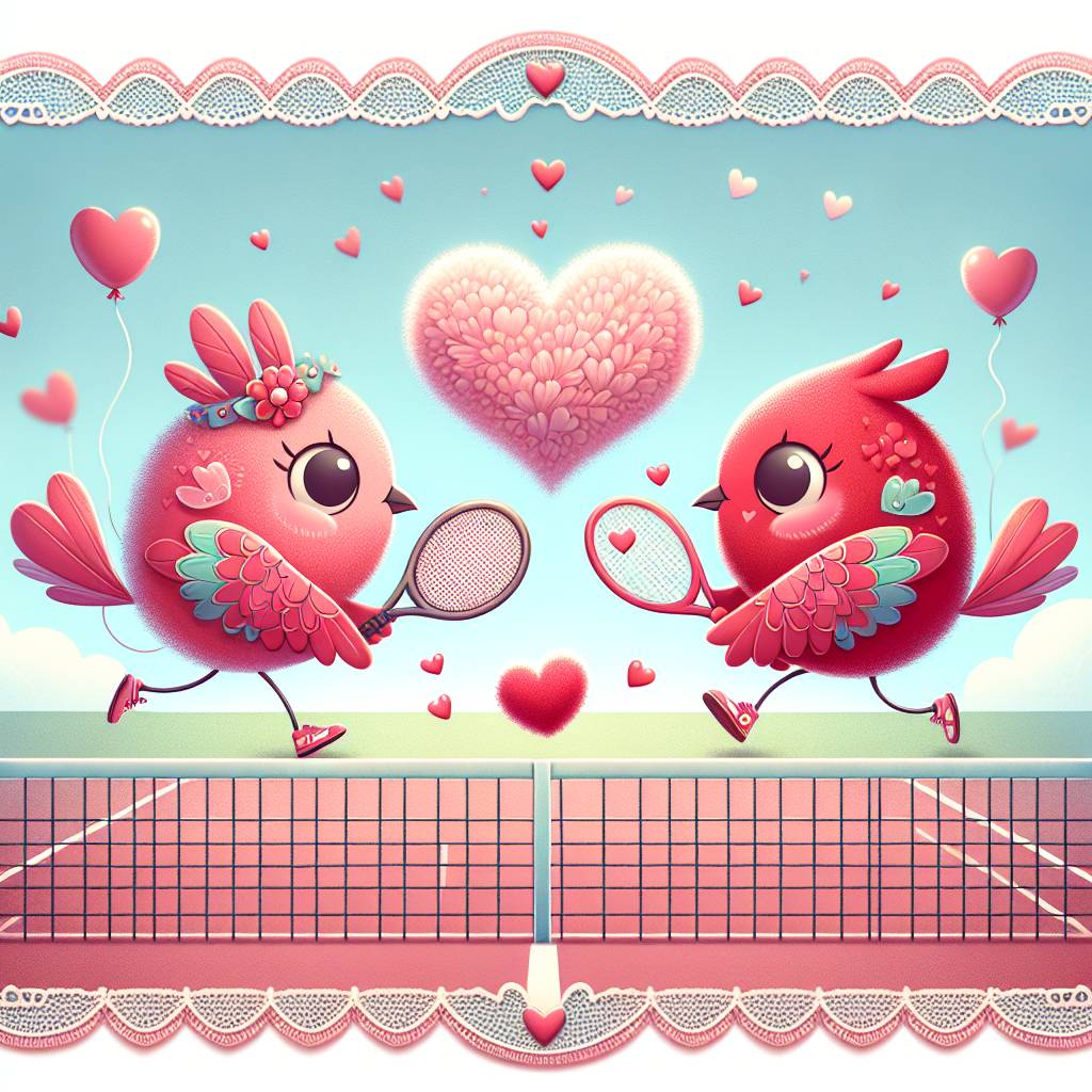 2) Valentines-day AI Generated Card - Tennis birds  (611cd)